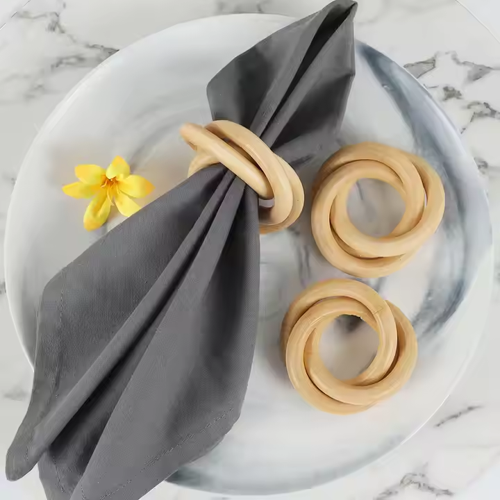 4 Wooden Napkin Rings